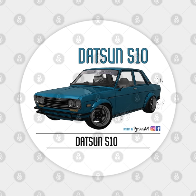 Datsun 510 Baby Blue Magnet by PjesusArt